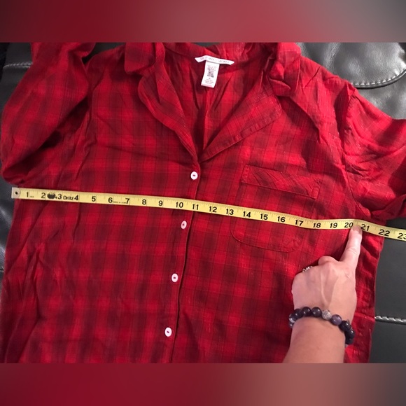 Victoria’s Secret red sparkly checkered 2-pc pajama set - Picture 12 of 16